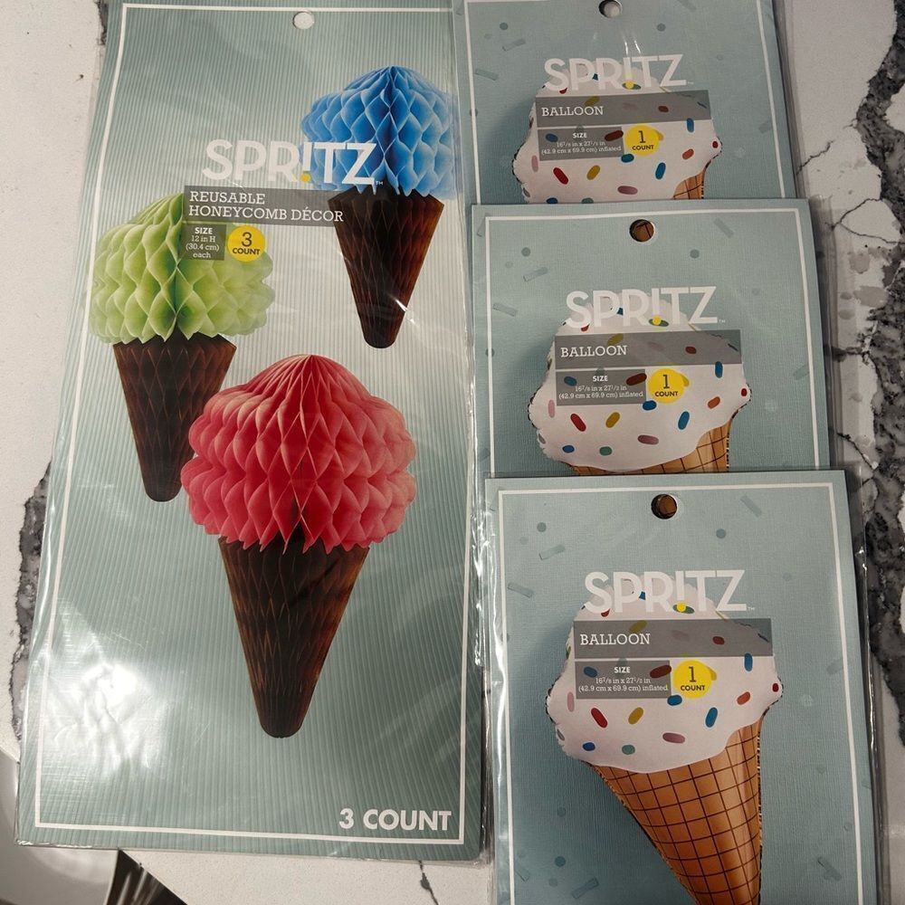 Spritz Ice Cream Cone Balloon Decor Set - Red, Blue, Green
